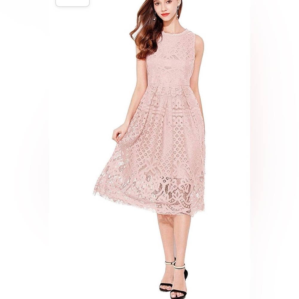 Veiisar Sleeveless Lace Dress Peach Color Size XL